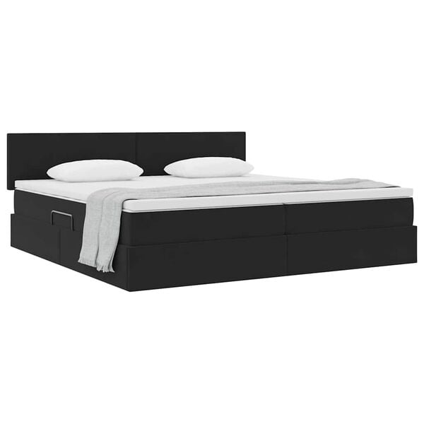 vidaXL Cama com Armazenamento com colch&atilde;o Preto 200 x 200 cm Veludo