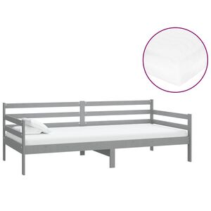 vidaXL Sof&aacute;-cama com colch&atilde;o 90x200 cm pinho maci&ccedil;o cinzento