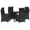 vidaXL Conjunto de Jantar para Jardim com almofada 5 pcs Preto vime PE