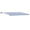 vidaXL Toldo retr&aacute;til manual com LEDs Azul e Branco 4,5 &times; 3 m