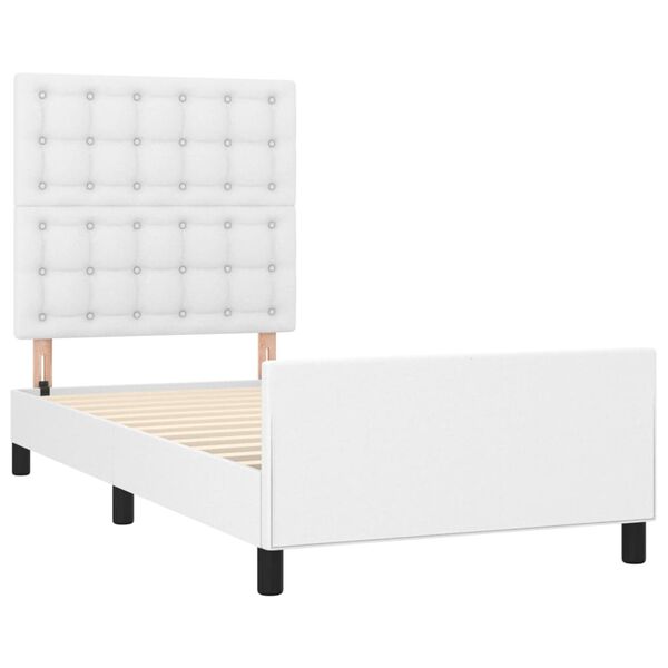 vidaXL Estrutura cama c/ cabeceira 90x200 cm couro artificial branco