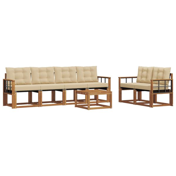 vidaXL Conjunto de Sof&aacute;s para Exterior 7 pcs Natural e Bege