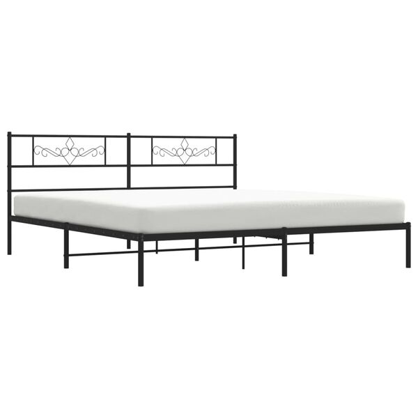 vidaXL Estrutura de cama em metal com cabeceira 180x200 cm preto