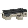 vidaXL 8 pcs conj. sof&aacute;s jardim c/ almofad&otilde;es vime PE cinzento-claro
