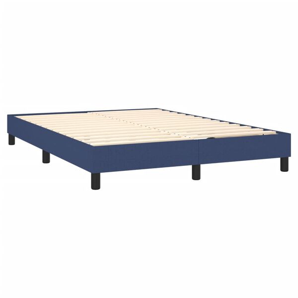 vidaXL Cama com molas/colch&atilde;o 140x200 cm tecido azul