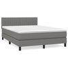 vidaXL Cama com molas/colch&atilde;o 140x190 cm tecido cinzento-escuro