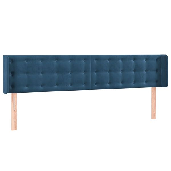 vidaXL Cabeceira de cama c/ abas tecido 183x16x78/88cm azul-escuro