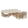 vidaXL Conjunto de Sof&aacute;s para Exterior 10 unid. Natural e Branco Creme