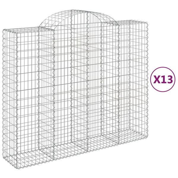 vidaXL Cestos gabião arqueados 13 pcs 200x50x160/180 ferro galvanizado