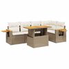 vidaXL 6 pcs conjunto de sof&aacute;s p/ jardim com almofad&otilde;es vime PE bege
