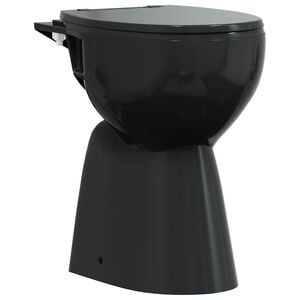 vidaXL Sanita sem rebordo 7 cm altura extra fecho suave cer&acirc;mica preto