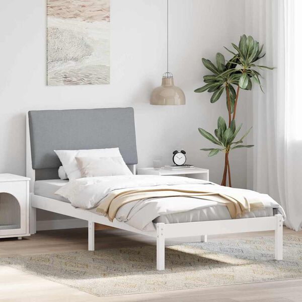vidaXL Estrutura da cama Branco e cinza claro 90 x 200 cm
