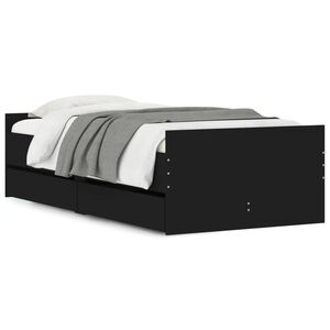 vidaXL Estrutura cama de solteiro pequena c/ gavetas 75x190 cm preto