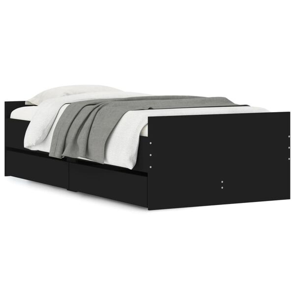 vidaXL Estrutura cama de solteiro pequena c/ gavetas 75x190 cm preto