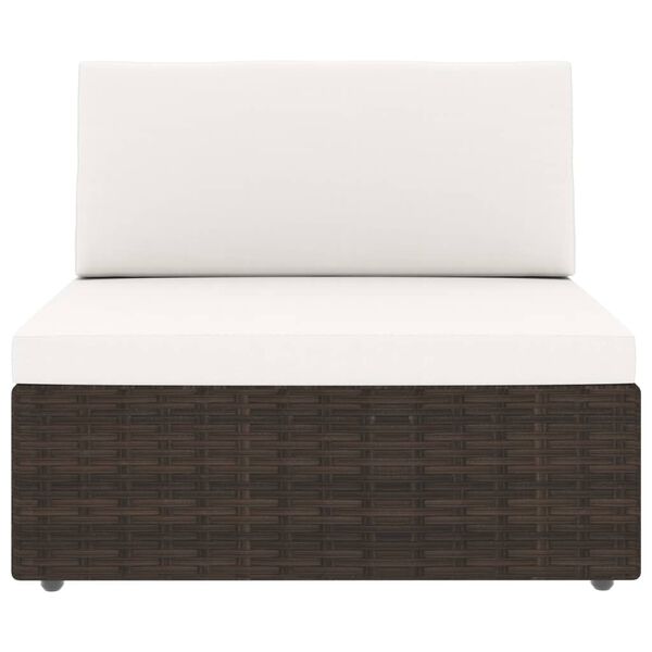 vidaXL 5 pcs conjunto lounge p/ jardim c/ almofad&otilde;es vime PE castanho