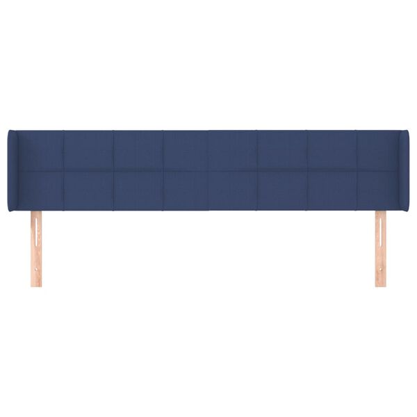 vidaXL Cabeceira de cama c/ abas tecido 203x16x78/88 cm azul