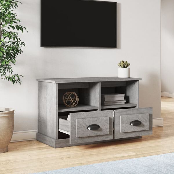 vidaXL M&oacute;vel de TV 80x35x50 cm derivados de madeira cinzento sonoma