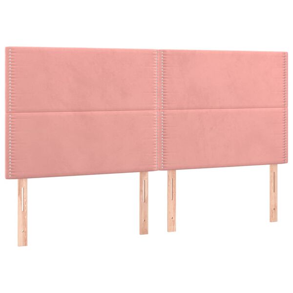vidaXL Cabeceira Rosa 200x5x118/128 cm Veludo