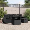 vidaXL 6 pcs conjunto sof&aacute;s de jardim c/ almofad&otilde;es vime PE preto