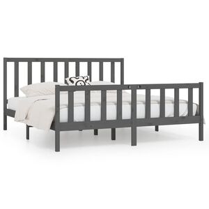 vidaXL Estrutura de cama 200x200 cm madeira maci&ccedil;a cinzento