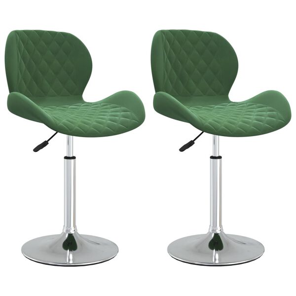 vidaXL Cadeiras de jantar giratorias 2 pcs veludo verde-escuro