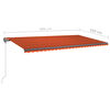 vidaXL Toldo retr&aacute;til manual independente 600x350cm laranja e castanho