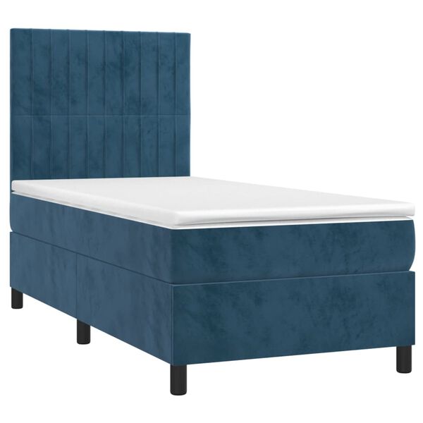 vidaXL Cama com molas/colch&atilde;o 80x200 cm veludo azul-escuro