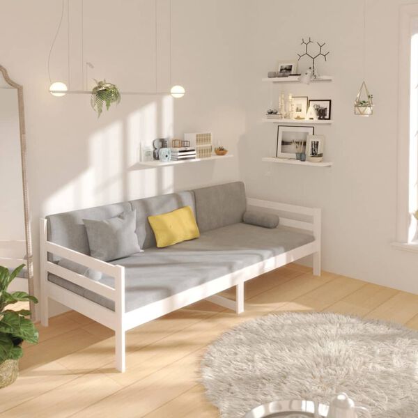 vidaXL Sofá-cama sem colchão 90x190 cm madeira de pinho maciça branco