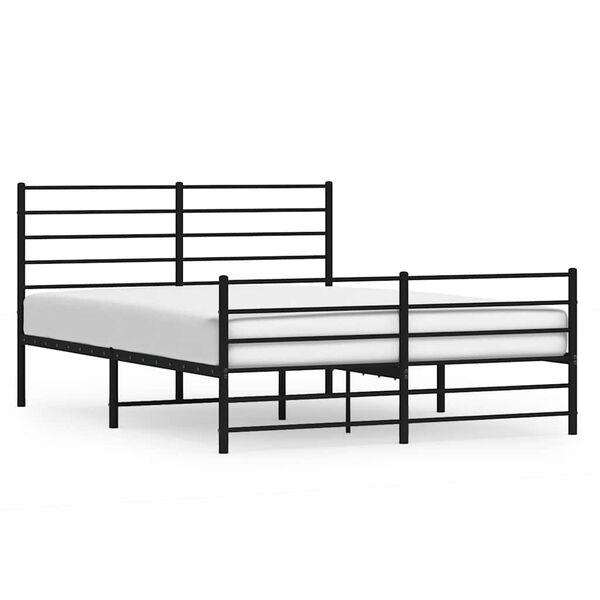 vidaXL Estrutura de cama com cabeceira e p&eacute;s 140x200 cm metal preto