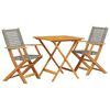 vidaXL 3 pcs conjunto de bistr&ocirc; vime PE e madeira maci&ccedil;a cinzento