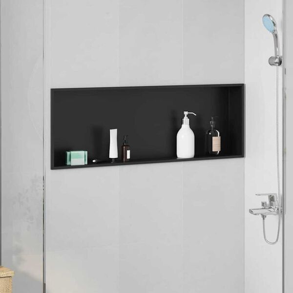 vidaXL Nichos de Chuveiro Preto 90 x 30 x 9,5 cm A&ccedil;o inoxid&aacute;vel
