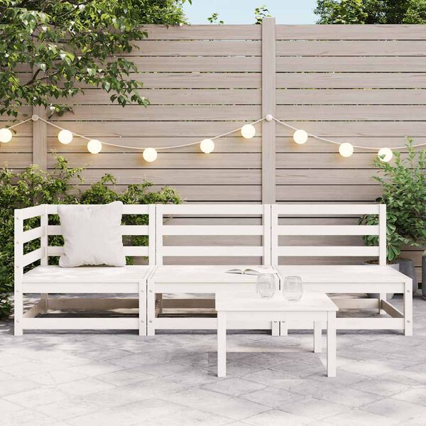 vidaXL 3 pcs conjunto lounge de jardim pinho maci&ccedil;o branco