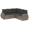 vidaXL 5 pcs conjunto sof&aacute;s de jardim c/ almofad&otilde;es vime PE cinzento