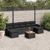 vidaXL 8 pcs conjunto sofás de jardim com almofadões vime PE preto