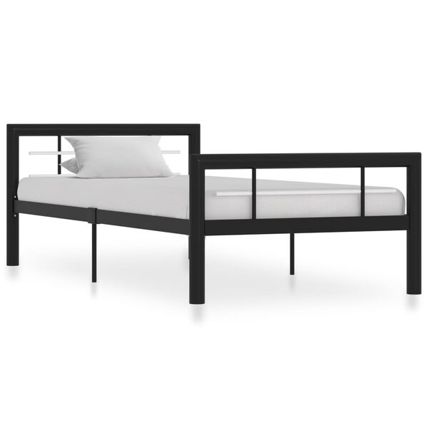 vidaXL Estrutura de cama 100x200 cm metal preto e branco
