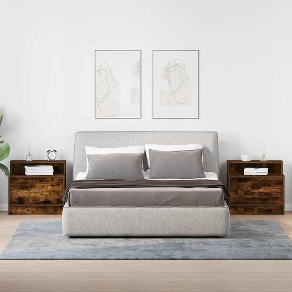 vidaXL Mesas de cabeceira com gaveta 2 pcs 51x31x47 cm carvalho fumado