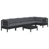 vidaXL 7 pcs conjunto lounge de jardim c/ almofad&otilde;es pinho preto