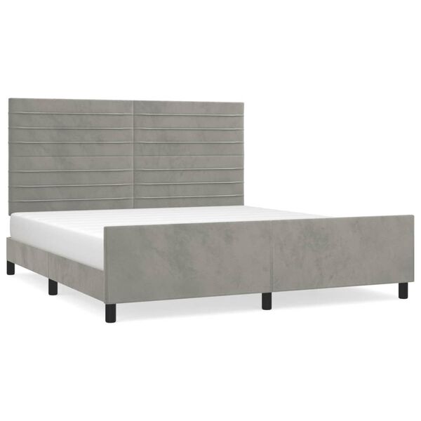 vidaXL Estrutura de cama sem colch&atilde;o 160x200 cm veludo cinzento-claro