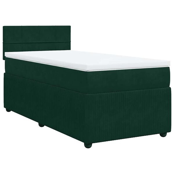 vidaXL Cama com molas/colch&atilde;o 90x190 cm veludo verde-escuro
