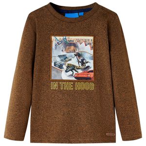 T-shirt de manga comprida para crian&ccedil;a conhaque mesclado 104
