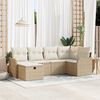 vidaXL Conjunto de Sof&aacute; de Jardim 6 pcs bege e creme Rattan Sint&eacute;tico