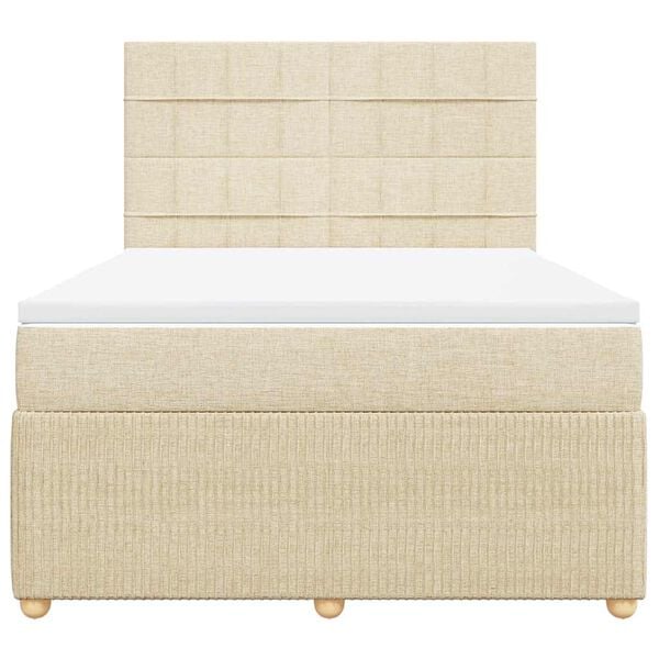 vidaXL Cama com molas/colch&atilde;o 140x190 cm tecido cor creme
