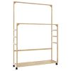 vidaXL Cabide com prateleiras e rodas 90x35x155 cm bambu
