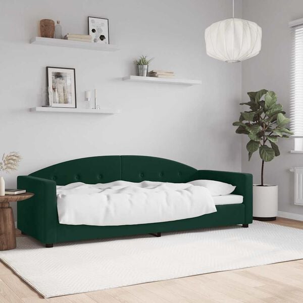 vidaXL Sof&aacute;-cama 80x200 cm veludo verde-escuro