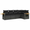 vidaXL 5 pcs conjunto sof&aacute;s de jardim com almofad&otilde;es vime PE preto