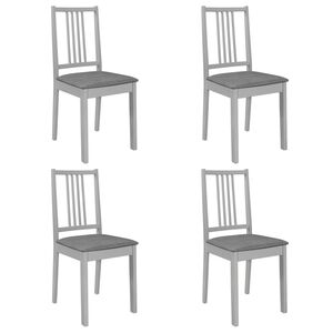 vidaXL Cadeiras de jantar com almofad&otilde;es 4 pcs madeira maci&ccedil;a cinzento