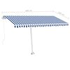 vidaXL Toldo retr&aacute;til manual com LED 400x350 cm azul e branco