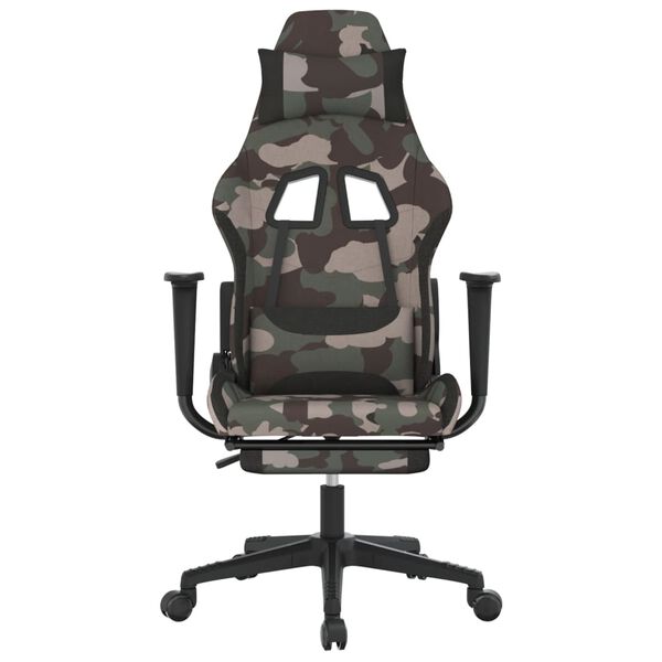 vidaxL Cadeira de gaming com apoio de p&eacute;s tecido Preto e camuflagem