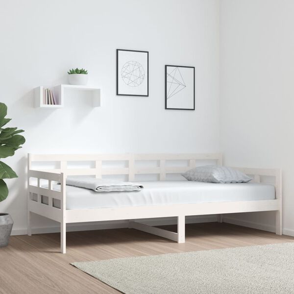 vidaXL Sofá-cama 90x190 cm madeira de pinho maciça branco
