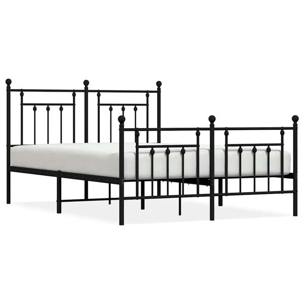 vidaXL Estrutura de cama com cabeceira e p&eacute;s 150x200 cm metal preto